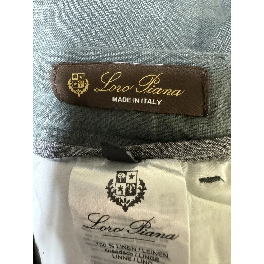 Loro Piana 100% Linen Pants Green Men's Size (IT 44) US 31‎ X 32